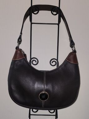 Dooney & Bourke Brown Leather Hobo Shoulder Bag Purse Silver